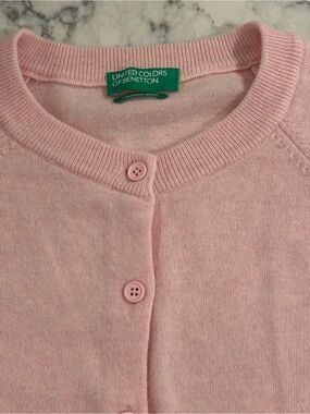 United Colors of Benetton Women’s Pink Cardigan Sweater Cashmere and Wool Blend